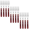 Conjunto 12 Garfos para Churrasco Tramontina Jumbo Aço Inox Cabo Madeira Vermelho Polywood - 1