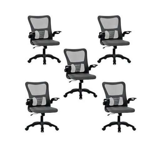 Kit 5 Cadeiras de Escritório Diretor Baltimore com Sistema Relax Preto Rivatti