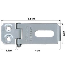 Dobradiça Porta Cadeado Fecho Trinco Zincado 4cm para Portão Gaveta Armário | Silvana | Kit 02 Un - 2