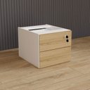 Ver imagem 1 de Gaveteiro Suspenso 33cm x 40cm 2 Gavetas com Chave para Mesa Escrivaninha de Escritório Corporate Marrom/Macadâmia/Branco