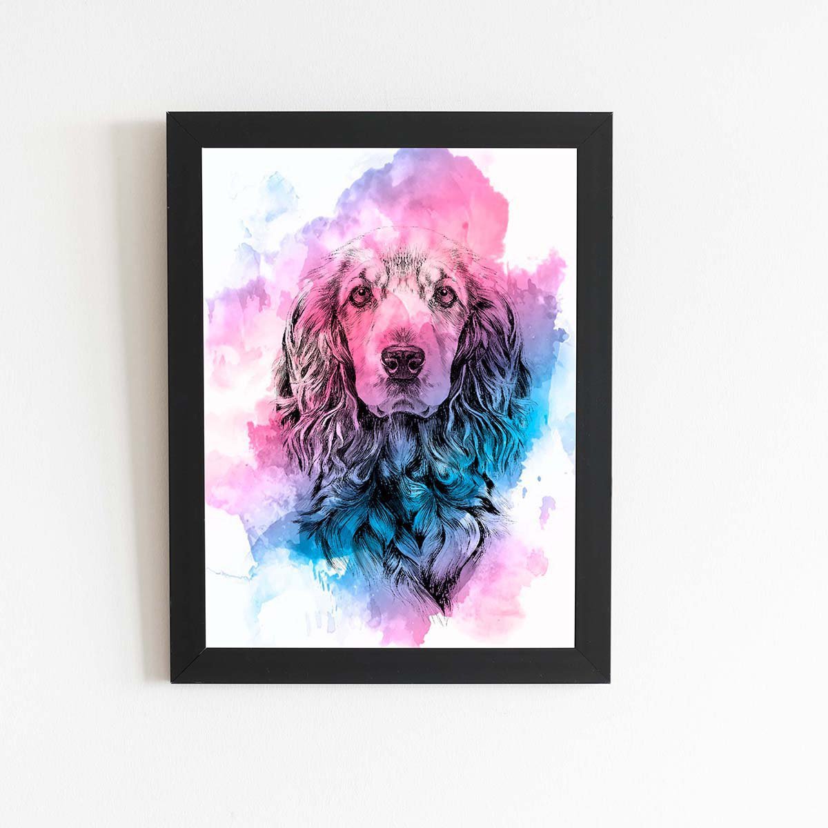 Quadro Cocker Spaniel Inglês Cachorro Moldura Preta 20x30cm - 1