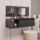 Ver imagem 2 de Penteadeira Camarin Suspenso Espelho 1p Nicho Quarto Mayumi 90cm Preto M12 - D'Rossi