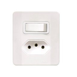 Kit 10 Interruptores com Tomada Pezzi Sobrepor Branco Sistema X Interruptor Paralelo + Tomada 20a - 1