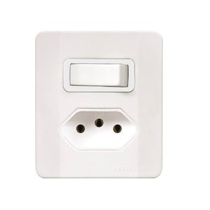 Kit 10 Interruptores com Tomada Pezzi Sobrepor Branco Sistema X Interruptor Paralelo + Tomada 20a