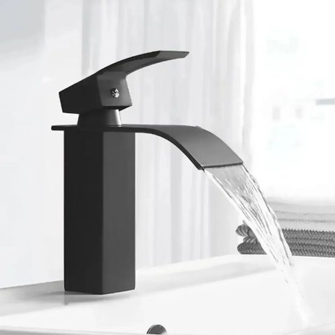 Torneira Cascata Monocomando para Banheiro Preta de Bica Baixa - Bar-003 - Stillus Home Torneira Mon