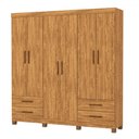Ver imagem 3 de Guarda-roupa Casal Genova 6 Portas 4 Gavetas 22110 Cinamomo - Carioca Móveis