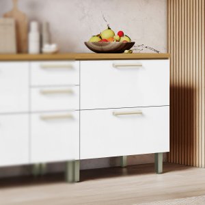 Balcão Cozinha Nesher Burguesa 1 Porta 1 Gaveta Freijo / Branco