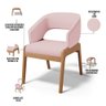 Kit 06 Cadeiras de Jantar e Estar Living Estofada Lince L02 Linho Rosê - Lyam Decor - 3