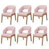 Kit 06 Cadeiras de Jantar e Estar Living Estofada Lince L02 Linho Rosê - Lyam Decor - 1