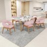 Kit 06 Cadeiras de Jantar e Estar Living Estofada Lince L02 Linho Rosê - Lyam Decor - 2