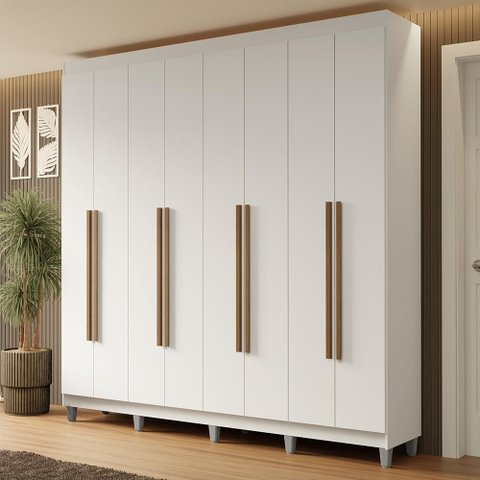 Guarda-Roupa Casal com Pés 8 Portas Batentes Netuno Madesa