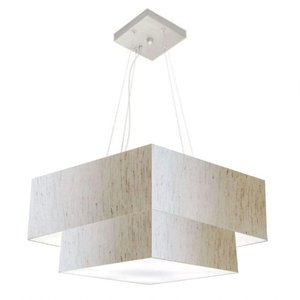 Lustre Duplo Quadrado Md-4346 70x60cm Bivolt Linho Bege