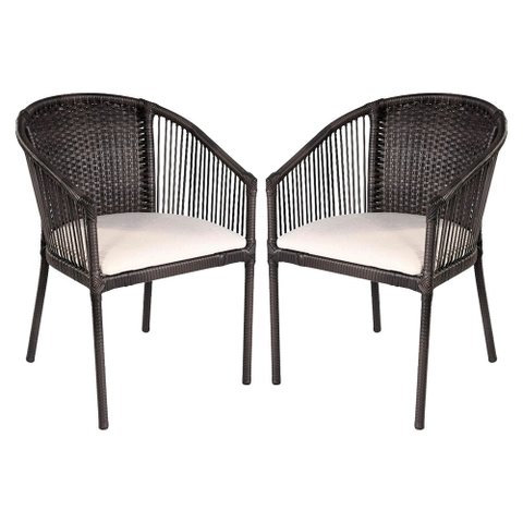 Kit 2 Cadeiras Alumínio Fibra Sintética com Assento Tabaco