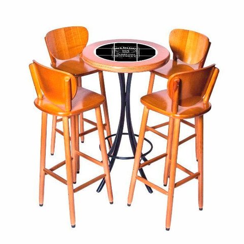 Conjunto Bistrô 4 Lugares Redondo Jack Daniel`s Mel