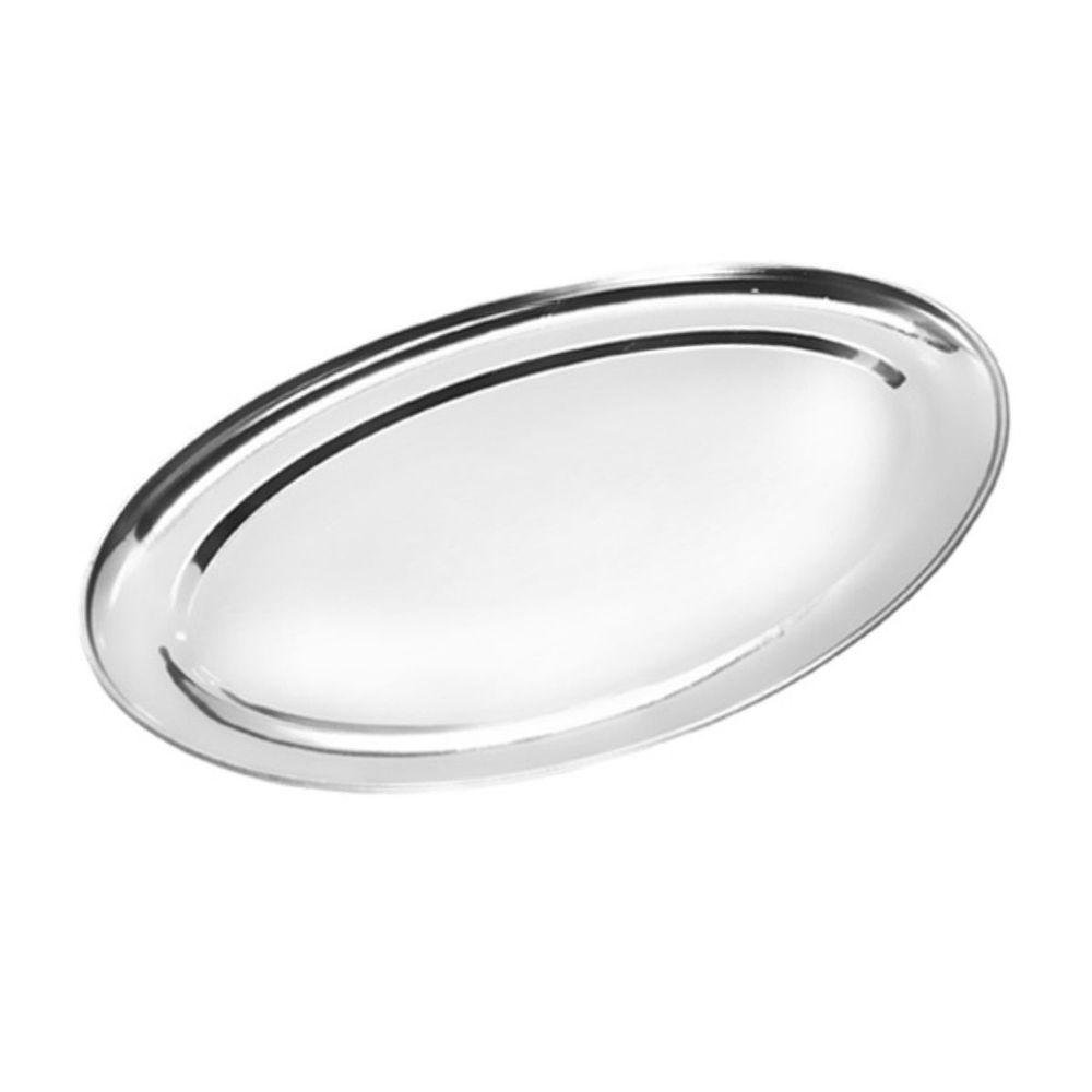 Bandeja Travessa Oval Rasa Inox Servir Porções Batata 30 Cm - 1