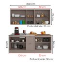 Ver imagem 3 de Cozinha Armário 6 Peças Balcão Pia sem Tampo 200 cm Unna Gris Poliman