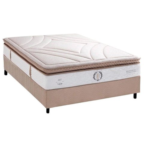 Cama Box Casal Colchão Molas Herval Masterpocket Ensacadas Poseidon Plus C1954 Pillow Top +