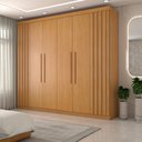 Ver imagem 1 de Guarda-roupa Casal Rúbeo 6 Portas 3 Gavetas Ripado Cinamomo - Panorama Móveis
