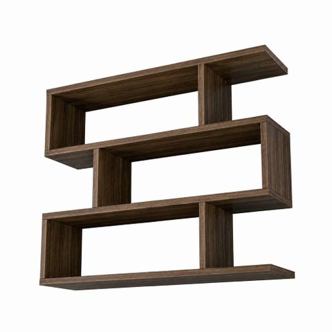 Nicho de Parede Decorativo Nogal Zig para Sala Quarto Hall
