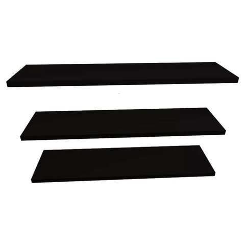 Kit 4 Prateleira Reta 50x10 Preto Mdf Decorativos
