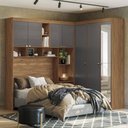 Ver imagem 1 de Guarda-roupa Casal Modulado Toledo 7 Portas 4 Gavetas Jatoba/grafite com Espelho - Pnr Móveis