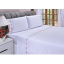 Ver imagem 6 de Jogo lençol Diamante quarto casal padrão bordado 4 peças 2fronha:Branco com Cinza