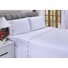 Jogo lençol Diamante quarto casal padrão bordado 4 peças 2fronha:Branco com Cinza - 6