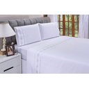 Ver imagem 1 de Jogo lençol Diamante quarto casal padrão bordado 4 peças 2fronha:Branco com Cinza