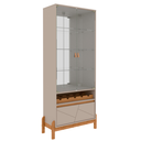 Ver imagem 3 de Cristaleira Cristal Espelho Adega 2 Portas Vidro Temperado Sala de Estar e Jantar com Pés Madeira Ma