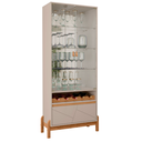 Ver imagem 4 de Cristaleira Cristal Espelho Adega 2 Portas Vidro Temperado Sala de Estar e Jantar com Pés Madeira Ma