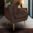 Ver imagem 1 de Poltrona Opala para Sala Clínica Salão Pés de Madeira Suede Marrom