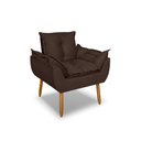 Ver imagem 2 de Poltrona Opala para Sala Clínica Salão Pés de Madeira Suede Marrom