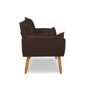 Ver imagem 4 de Poltrona Opala para Sala Clínica Salão Pés de Madeira Suede Marrom