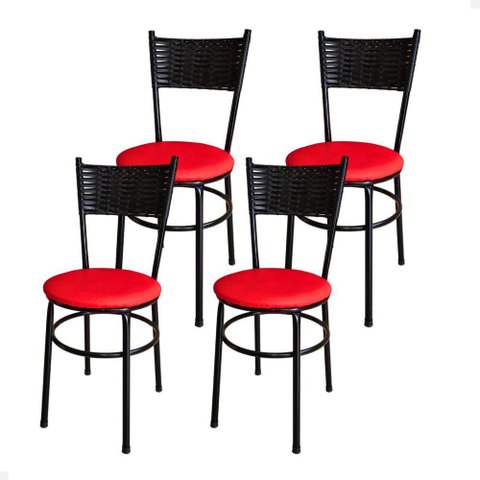 Conjunto 4 Cadeiras para Cozinha Viena Cor:vermelho