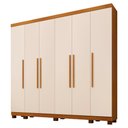 Ver imagem 1 de Guarda-roupa de Casal 6 Portas 6 Gavetas com Sapateira Atlanta Benetil Cinamomo/off White