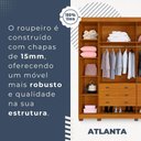 Ver mais imagens de Guarda-roupa de Casal 6 Portas 6 Gavetas com Sapateira Atlanta Benetil Cinamomo/off White