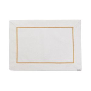 Lugar Americano Retângular em Poliéster Select 50x36cm Mameg Off White Dourado