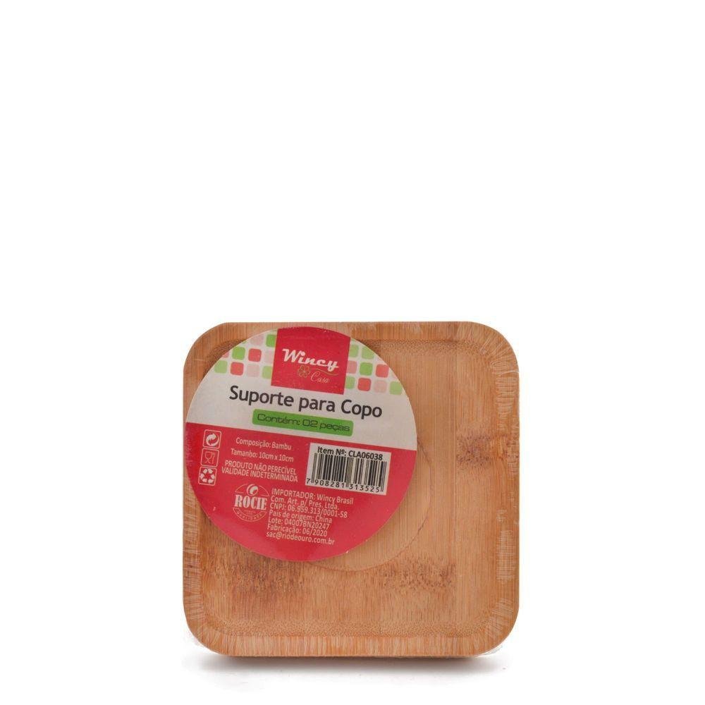 Conjunto com 2 Porta-copos Quadrado Ekos Bambu - 2