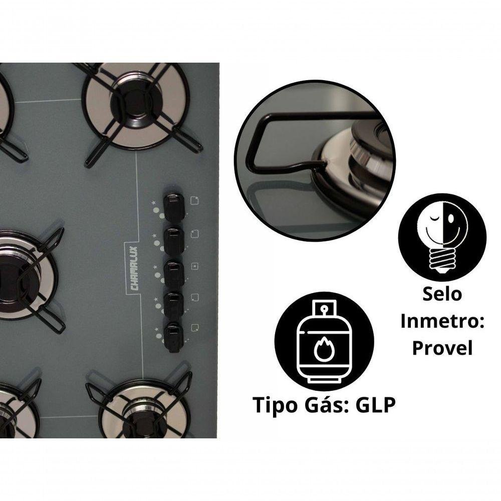 Cooktop 5 Bocas Ultra Chama Arame Cor Prata - 3