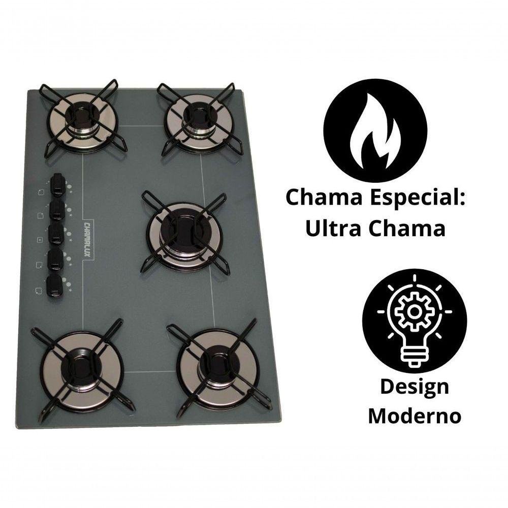 Cooktop 5 Bocas Ultra Chama Arame Cor Prata - 4