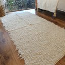 Ver imagem 1 de Tapete Artesanal Algodão Beira Cama Caramelo Branco Cadere 80 X 150