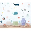 Ver imagem 1 de Adesivo de Parede Infantil Baleia e Polvo no Fundo do Mar