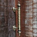 Ver imagem 4 de Puxador Duplo Napoli 305mm Bronze Antigo Porta Pivotante Correr Passagem Madeira Vidro Rústico