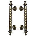 Ver imagem 1 de Puxador Duplo Napoli 305mm Bronze Antigo Porta Pivotante Correr Passagem Madeira Vidro Rústico