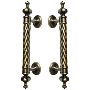 Puxador Duplo Napoli 305mm Bronze Antigo Porta Pivotante Correr Passagem Madeira Vidro Rústico