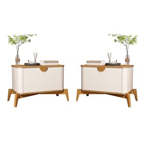 Jogo Mesa de Cabeceira Liepzig Off White Nature