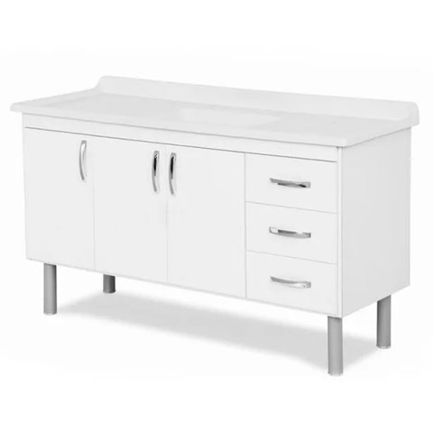 Gabinete de Cozinha 150cm com 3 Portas e 3 Gavetas Tóquio Branco Aj Rorato