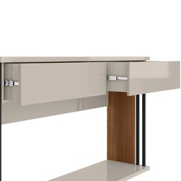 Aparador Para Sala 02 Gavetas Amber Com Espelho Adnet 54cm Preto L05 Freijó Off White - Lyam Decor - 10