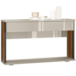 Aparador Para Sala 02 Gavetas Amber Com Espelho Adnet 54cm Preto L05 Freijó Off White - Lyam Decor - 4