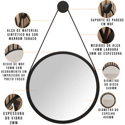 Aparador Para Sala 02 Gavetas Amber Com Espelho Adnet 54cm Preto L05 Freijó Off White - Lyam Decor - 7